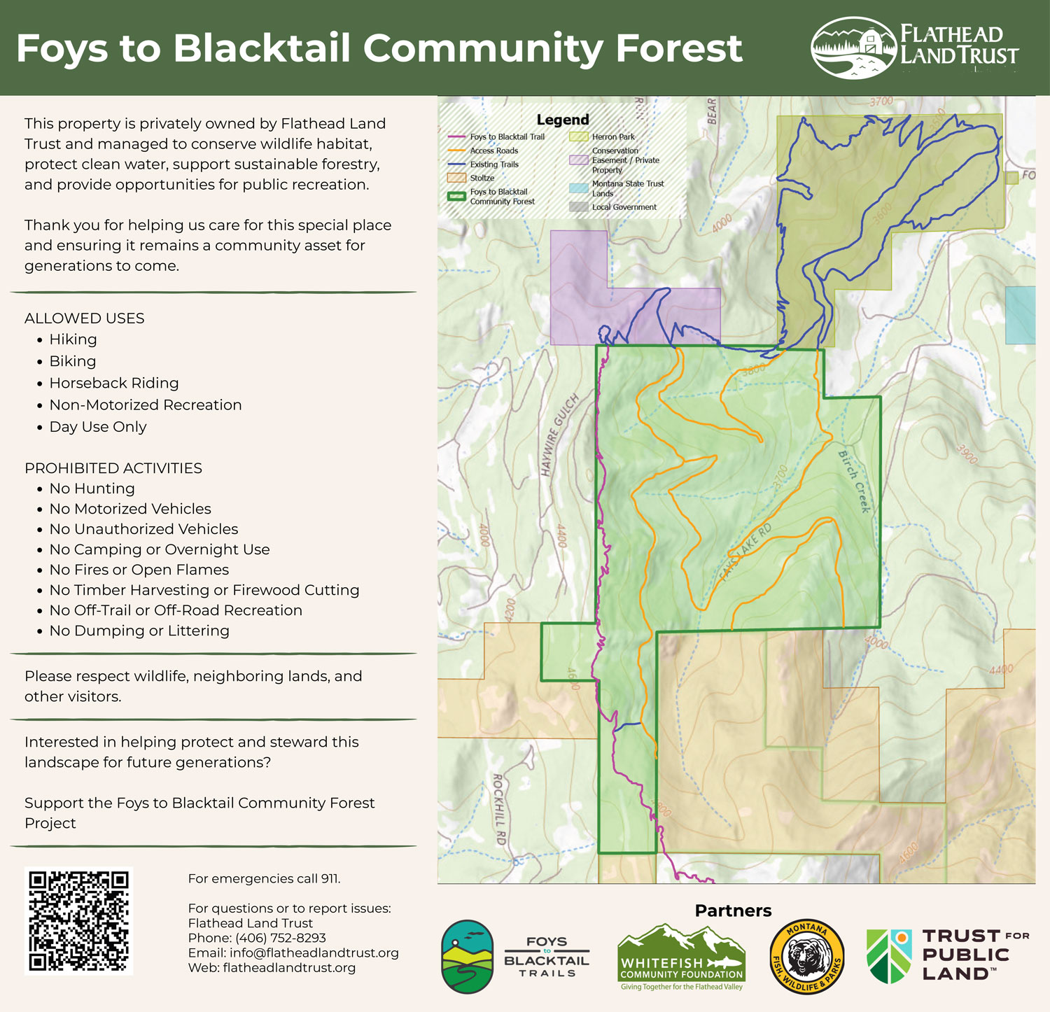 The Foys to Blacktail Community Forest Map 2026